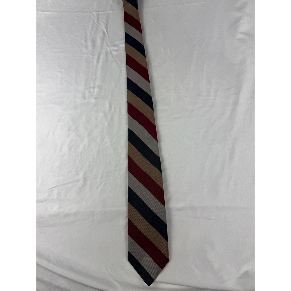 Classic Striped Necktie Burgundy Navy Tan Gray‎ Business Formal Accessory
